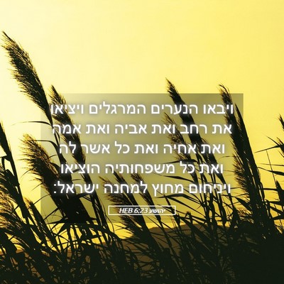 Picture 05 - יהושע 6:23 HEB - ויבאו הנערים המרגלים - Bible Verse Picture