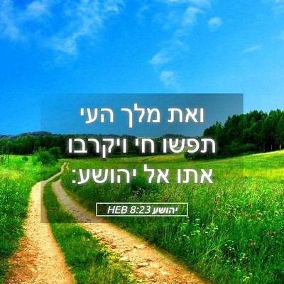 Picture 05 - יהושע 8:23 HEB - ואת מלך העי תפשו חי ויקרבו - Bible Verse Picture
