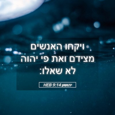 Picture 05 - יהושע 9:14 HEB - ויקחו האנשים מצידם ואת פי - Bible Verse Picture