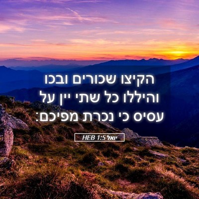 Picture 05 - יואל 1:5 HEB - הקיצו שכורים ובכו והיללו - Bible Verse Picture