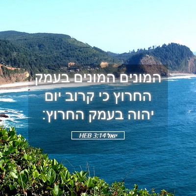Picture 05 - יואל 3:14 HEB - המונים המונים בעמק החרוץ - Bible Verse Picture