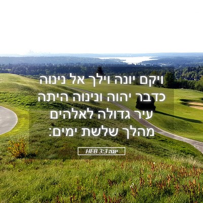Picture 05 - יונה 3:3 HEB - ויקם יונה וילך אל נינוה - Bible Verse Picture