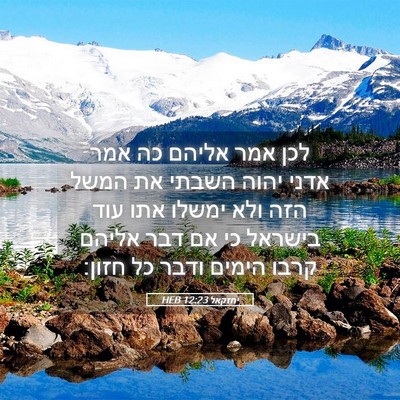 Picture 05 - יחזקאל 12:23 HEB - לכן אמר אליהם כה אמר אדני - Bible Verse Picture