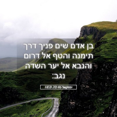 Picture 05 - יחזקאל 20:46 HEB - בן אדם שים פניך דרך תימנה - Bible Verse Picture