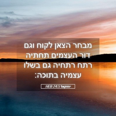 Picture 05 - יחזקאל 24:5 HEB - מבחר הצאן לקוח וגם דור - Bible Verse Picture