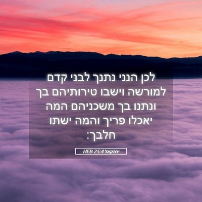 Picture 05 - יחזקאל 25:4 HEB - לכן הנני נתנך לבני קדם - Bible Verse Picture