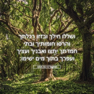 Picture 05 - יחזקאל 26:12 HEB - ושללו חילך ובזזו רכלתך - Bible Verse Picture