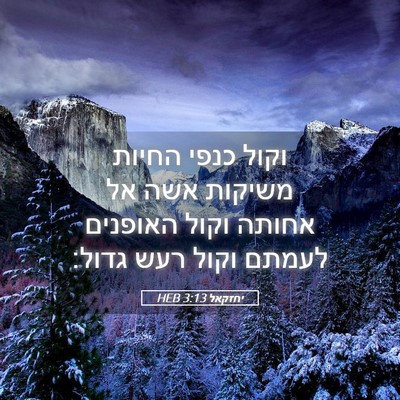 Picture 05 - יחזקאל 3:13 HEB - וקול כנפי החיות משיקות אשה - Bible Verse Picture