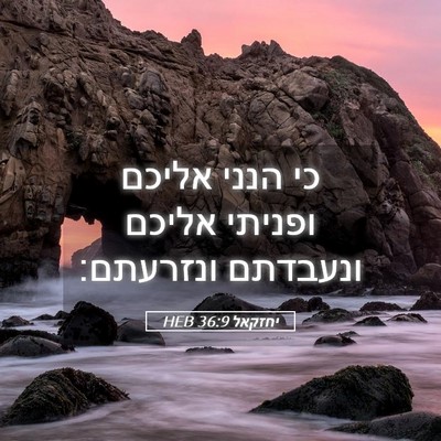 Picture 05 - יחזקאל 36:9 HEB - כי הנני אליכם ופניתי אליכם - Bible Verse Picture