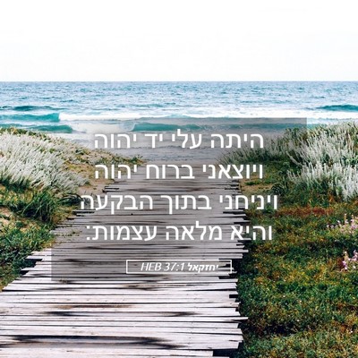 Picture 05 - יחזקאל 37:1 HEB - היתה עלי יד יהוה ויוצאני - Bible Verse Picture