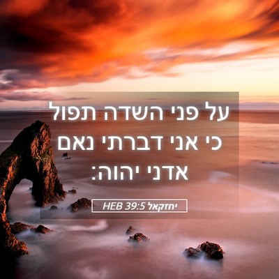Picture 05 - יחזקאל 39:5 HEB - על פני השדה תפול כי אני - Bible Verse Picture