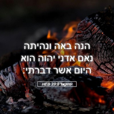 Picture 05 - יחזקאל 39:8 HEB - הנה באה ונהיתה נאם אדני - Bible Verse Picture