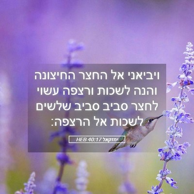 Picture 05 - יחזקאל 40:17 HEB - ויביאני אל החצר החיצונה - Bible Verse Picture