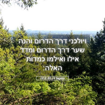 Picture 05 - יחזקאל 40:24 HEB - ויולכני דרך הדרום והנה שער - Bible Verse Picture