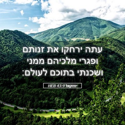 Picture 05 - יחזקאל 43:9 HEB - עתה ירחקו את זנותם ופגרי - Bible Verse Picture