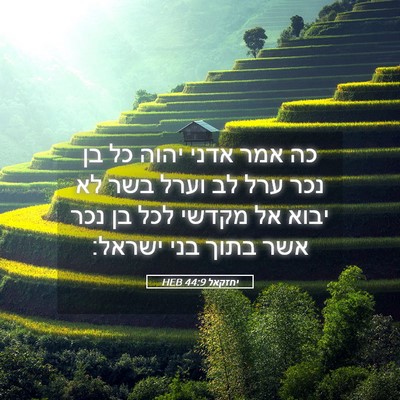 Picture 05 - יחזקאל 44:9 HEB - כה אמר אדני יהוה כל בן נכר - Bible Verse Picture