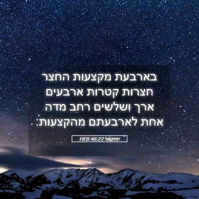 Picture 05 - יחזקאל 46:22 HEB - בארבעת מקצעות החצר חצרות - Bible Verse Picture