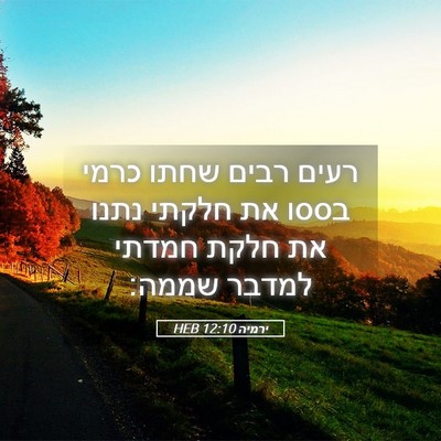 Picture 05 - ירמיה 12:10 HEB - רעים רבים שחתו כרמי בססו את - Bible Verse Picture