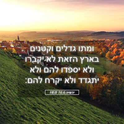 Picture 05 - ירמיה 16:6 HEB - ומתו גדלים וקטנים בארץ - Bible Verse Picture