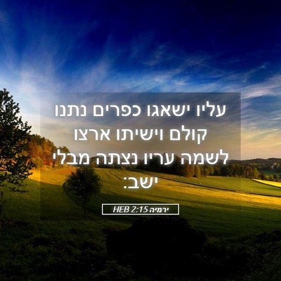 Picture 05 - ירמיה 2:15 HEB - עליו ישאגו כפרים נתנו קולם - Bible Verse Picture