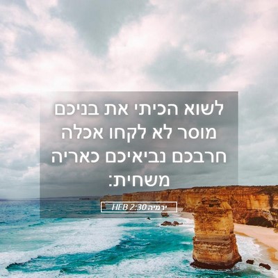 Picture 05 - ירמיה 2:30 HEB - לשוא הכיתי את בניכם מוסר לא - Bible Verse Picture