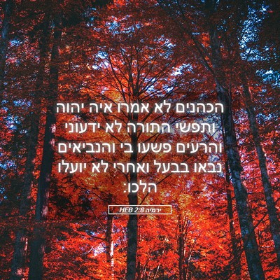 Picture 05 - ירמיה 2:8 HEB - הכהנים לא אמרו איה יהוה - Bible Verse Picture