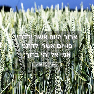 Picture 05 - ירמיה 20:14 HEB - ארור היום אשר ילדתי בו יום - Bible Verse Picture