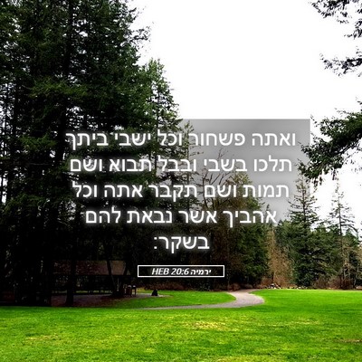 Picture 05 - ירמיה 20:6 HEB - ואתה פשחור וכל ישבי ביתך - Bible Verse Picture