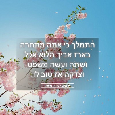 Picture 05 - ירמיה 22:15 HEB - התמלך כי אתה מתחרה בארז - Bible Verse Picture