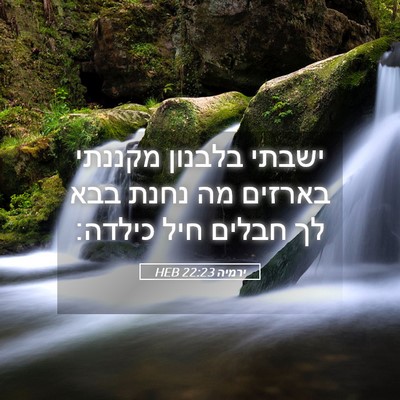 Picture 05 - ירמיה 22:23 HEB - ישבתי בלבנון מקננתי בארזים - Bible Verse Picture