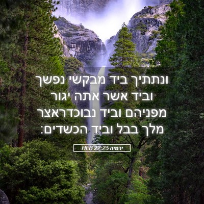 Picture 05 - ירמיה 22:25 HEB - ונתתיך ביד מבקשי נפשך וביד - Bible Verse Picture