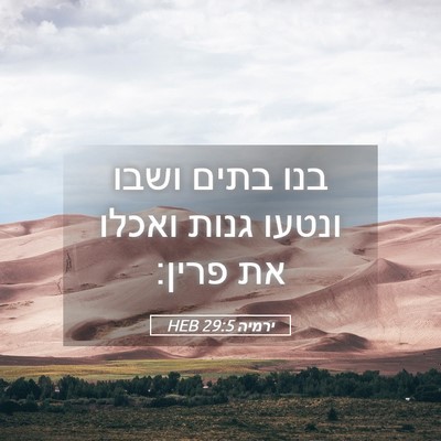 Picture 05 - ירמיה 29:5 HEB - בנו בתים ושבו ונטעו גנות - Bible Verse Picture