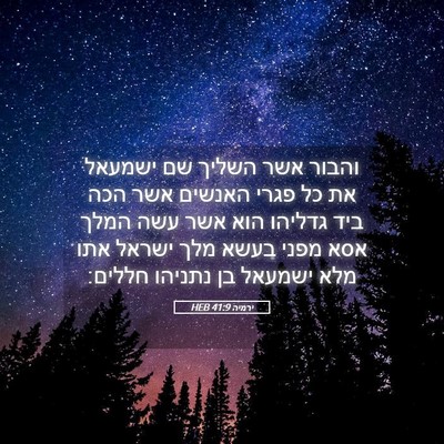 Picture 05 - ירמיה 41:9 HEB - והבור אשר השליך שם ישמעאל - Bible Verse Picture