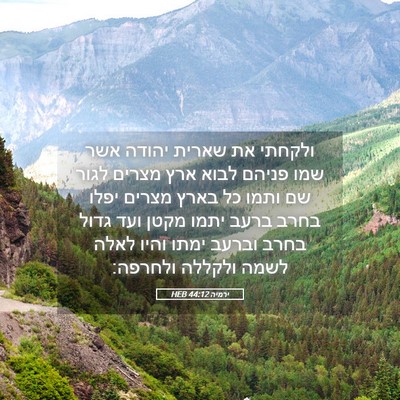 Picture 05 - ירמיה 44:12 HEB - ולקחתי את שארית יהודה אשר - Bible Verse Picture