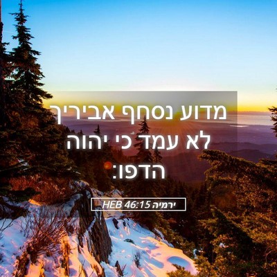 Picture 05 - ירמיה 46:15 HEB - מדוע נסחף אביריך לא עמד כי - Bible Verse Picture