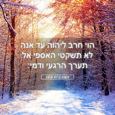 Picture 05 - ירמיה 47:6 HEB - הוי חרב ליהוה עד אנה לא - Bible Verse Picture