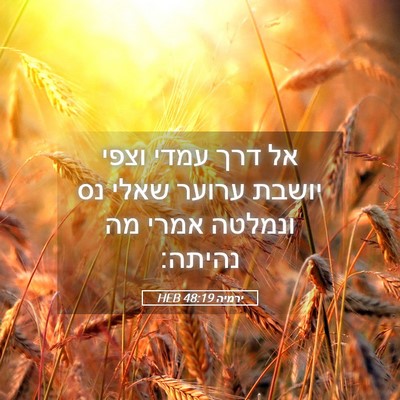 Picture 05 - ירמיה 48:19 HEB - אל דרך עמדי וצפי יושבת - Bible Verse Picture