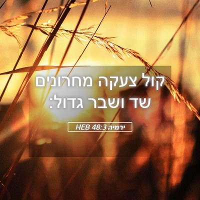 Picture 05 - ירמיה 48:3 HEB - קול צעקה מחרונים שד ושבר - Bible Verse Picture