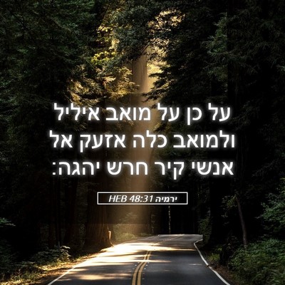 Picture 05 - ירמיה 48:31 HEB - על כן על מואב איליל ולמואב - Bible Verse Picture
