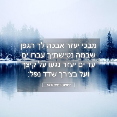 Picture 05 - ירמיה 48:32 HEB - מבכי יעזר אבכה לך הגפן שבמה - Bible Verse Picture