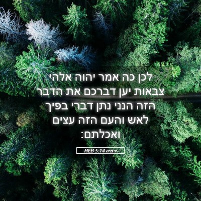 Picture 05 - ירמיה 5:14 HEB - לכן כה אמר יהוה אלהי צבאות - Bible Verse Picture