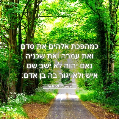 Picture 05 - ירמיה 50:40 HEB - כמהפכת אלהים את סדם ואת - Bible Verse Picture
