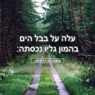 Picture 05 - ירמיה 51:42 HEB - עלה על בבל הים בהמון גליו - Bible Verse Picture