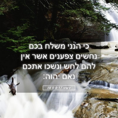 Picture 05 - ירמיה 8:17 HEB - כי הנני משלח בכם נחשים - Bible Verse Picture