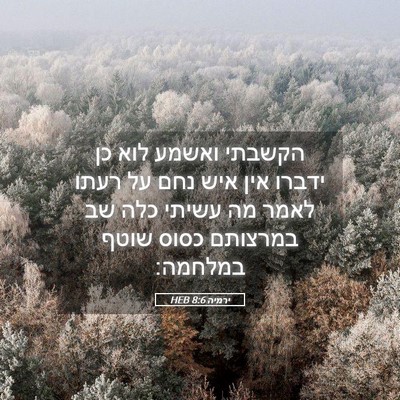 Picture 05 - ירמיה 8:6 HEB - הקשבתי ואשמע לוא כן ידברו - Bible Verse Picture