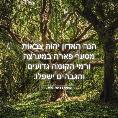 Picture 05 - ישעיה 10:33 HEB - הנה האדון יהוה צבאות מסעף - Bible Verse Picture