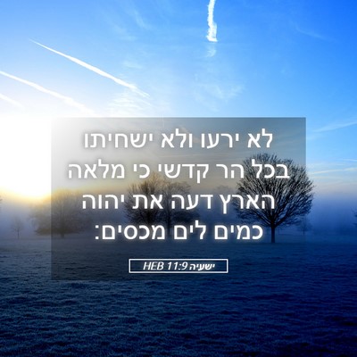 Picture 05 - ישעיה 11:9 HEB - לא ירעו ולא ישחיתו בכל הר - Bible Verse Picture