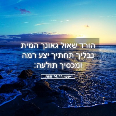 Picture 05 - ישעיה 14:11 HEB - הורד שאול גאונך המית נבליך - Bible Verse Picture