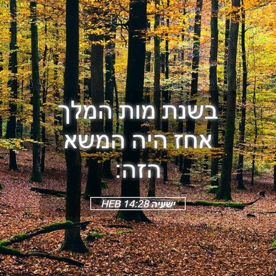 Picture 05 - ישעיה 14:28 HEB - בשנת מות המלך אחז היה המשא - Bible Verse Picture