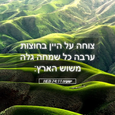 Picture 05 - ישעיה 24:11 HEB - צוחה על היין בחוצות ערבה כל - Bible Verse Picture